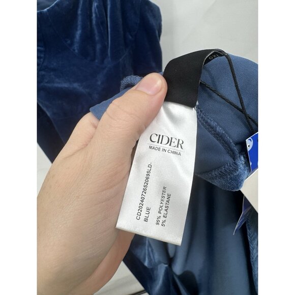 Cider Velour Witchy Celestial Midi Dress Women 0XL Blue Tie Shoulder Whimsigoth - Picture 5 of 8